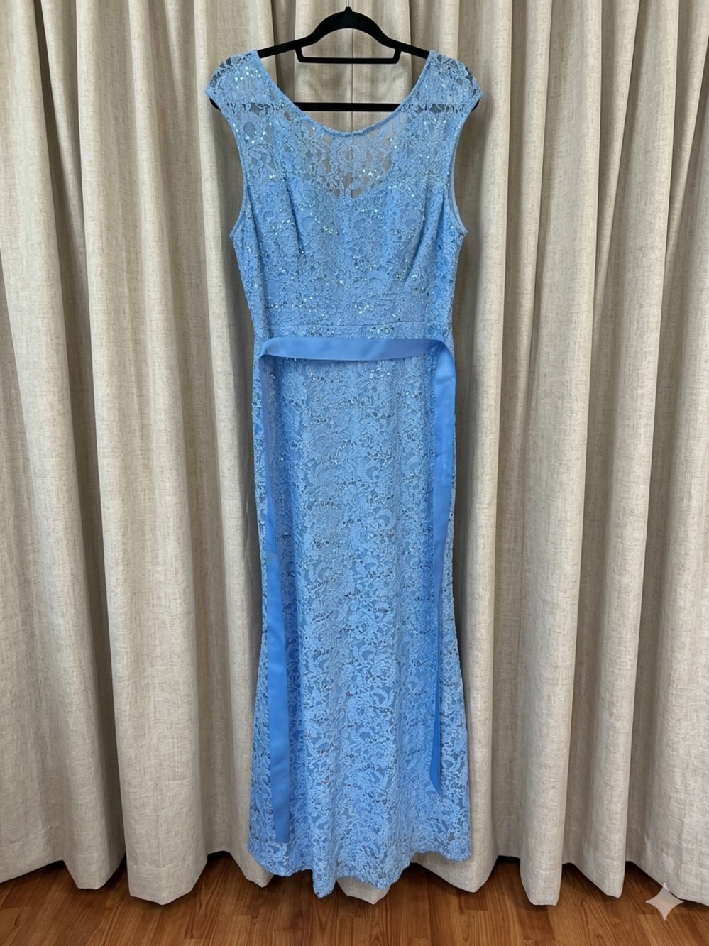 Miss Kim blue lace formal gown